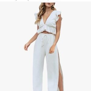 Fancyinn White Ruffled Jumpsuit